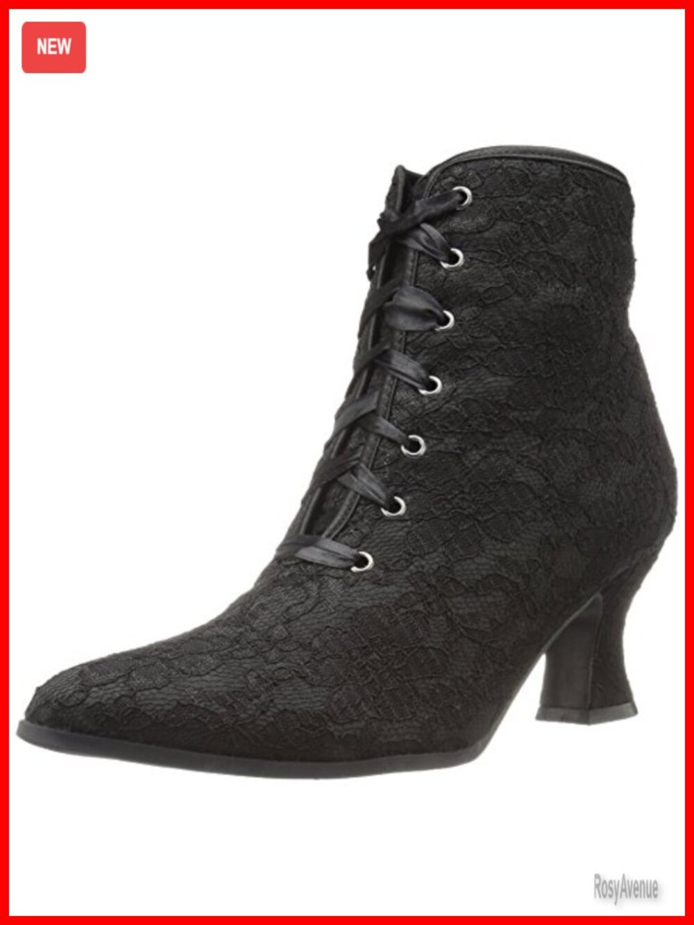 Ellie Shoes 253-Elizabeth Ankle Bootie Block Heel Pointed Toe Victorian-Gothic
